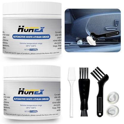 White Lithium Grease 3.53oz Automotive Lubricant 100g Multi-Purpose Car Door Hinge Handle Seat Slide Sunroof Sliding Door Track Rail Gear Prevent Rust Corrosion Lube for Garage Industrial 2pcs - size: 50 grams (2-Pack)
