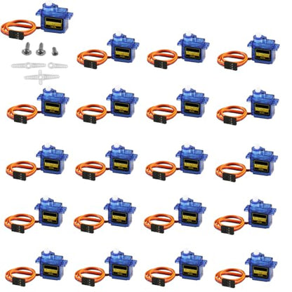 20Pcs SG90 Micro Servo Motor Mini Servo SG90 9g Analog Servo SG90 Steering Gear Compatible with RC Helicopter Airplane Car Boat Robot