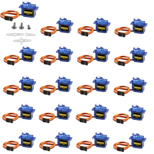 20Pcs SG90 Micro Servo Motor Mini Servo SG90 9g Analog Servo SG90 Steering Gear Compatible with RC Helicopter Airplane Car Boat Robot