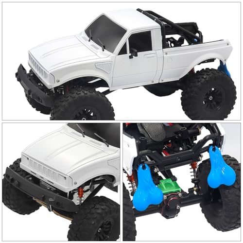 RC Pickup Body Shell with Bed Rack and Light kit & 2PCS Hanging Ball Nuts for 1/24 RC Crawler Axial SCX24 C10 Bronco Wrangler Base Camp 4Runner (White) - color: White
