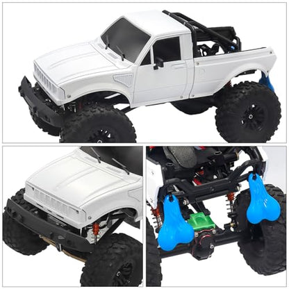 RC Pickup Body Shell with Bed Rack and Light kit & 2PCS Hanging Ball Nuts for 1/24 RC Crawler Axial SCX24 C10 Bronco Wrangler Base Camp 4Runner (White) - color: White
