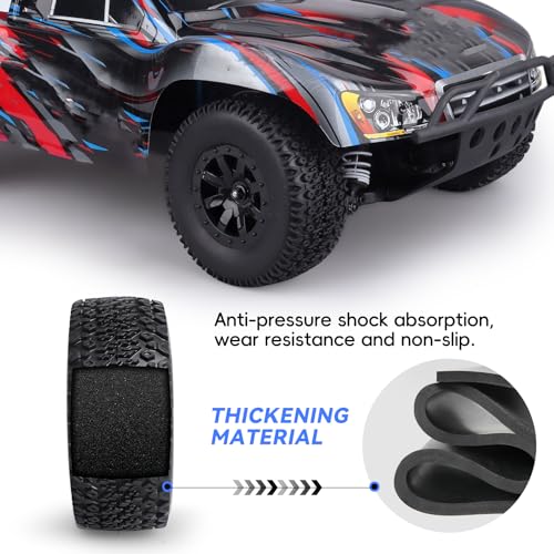 RC Short Course Truck Tires 1/10 Scale, High-Performance Pre-glued RC Wheel Rim and Tires Set 12mm Hex with Foam Inserts for Traxxas Slash 4X4 2WD HPI VKAR Redcat HSP LRP 4PCS (Style B)