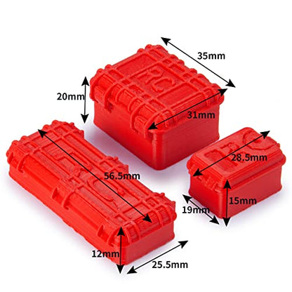 3PCS 1/24 Mini Toolbox Trunk RC Car Simulated Plastic Mini Storage Box Equipment Case Decoration Accessories Compatible with SCX24 AX100002 AXI00005 1/24 RC Crawler Spare Parts