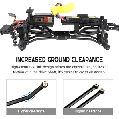 High Clearance Steering Links Set for Axial SCX24 C10 AXI00001 Wrangler JLU AXI00002, 8PCS (Black) - color: Black