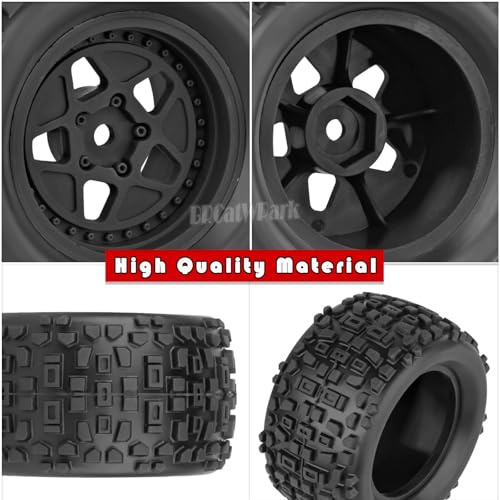 12mm Hex RC Truck Wheels and Tires for 1/18 Granite/1/18 Typhon RC Monster Truck Car,RC Drift Off Road Buggy Rally Truck Tires,4Pcs(Black) - color: Black - (4pcs Wheel)
