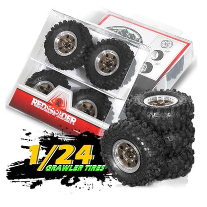 REDSPIDER 1.0 Beadlock Wheels and Tires（4pcs）1.0 Crawler Tires 51*20mm 1.0 Wheel color and style are optional 1/18 1/24 RC Crawler Tires for SCX24 TRX4M FMS FCX24 FCX18 AX24 ﻿ (Brown（circular hole）) - color: Brown（circular Hole）