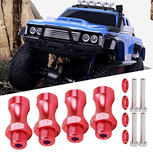 12Pcs Aluminum Alloy RC Wheel Hub Adapter, 1/10 to 1/8 RC Model Car Part, 12mm to 17mm Hex Drive Hub Coupling with 30mm Wheel Extension for Off - Road RC Trucks (Red) - color: Red
