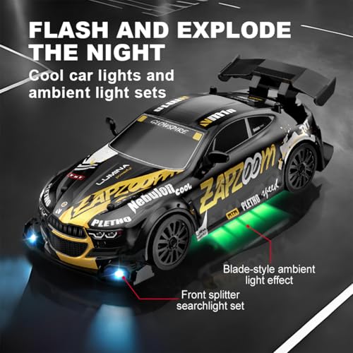 1:24 Scale RC Drift Car 4WD 2.4GHz High Speed Racing Sport Toy Car with LED Lights, Racing and Drift Wheels (E80-Black) - style: E80-Black