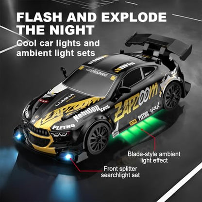 1:24 Scale RC Drift Car 4WD 2.4GHz High Speed Racing Sport Toy Car with LED Lights, Racing and Drift Wheels (E81-Blue) - style: E81-Blue
