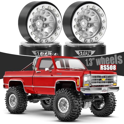 1.3" Aluminium Beadlock Wheels, RC Crawler Upgrade Parts for TRX4M SCX24 1/24 1/18 Scale RC Crawler Cars (Silvery) - color: Silvery