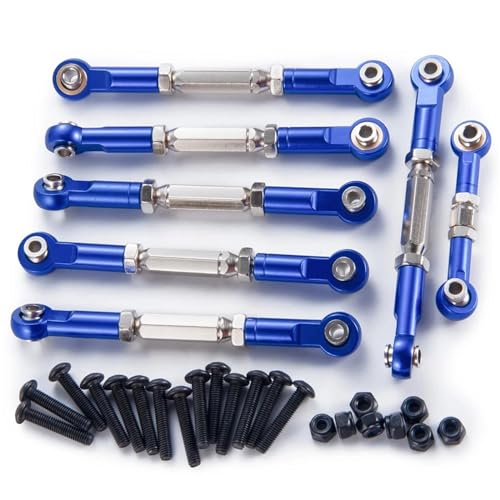 RC Car Rod Linkage Compatible with Slash 2wd for Stampede for Hoss for Rustler 1/10 RC Car Metal Turnbuckles Camber Linkage Steering Link Rod Ends Adjustable