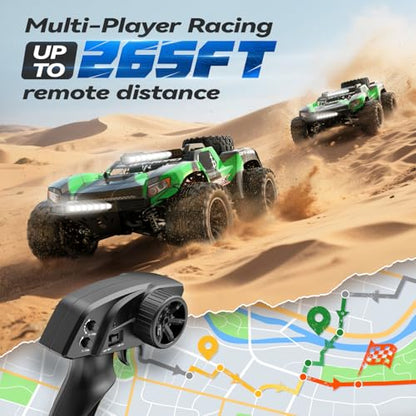 JM Racing 1:12 RC Car, 40KPH 4WD Off-Road Monster Truck for Adults and Kids | Rechargeable Battery, Waterproof RTR Design, LED Lights, Spare Tire, All-Terrain Racing Toy for Boys, Teens and Hobby Drivers