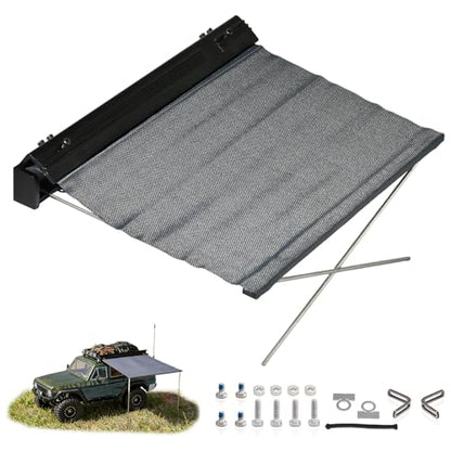 1/18 RC Car Simulated Side Tent Roof-Mounted Wear Resistant Awning Metal Practical Rain Shelter Tent Easy Installation DIY Upgrade Parts for Traxxas TRX4M RC Crawler Truck Buggy Fittings（Black） - color: Black