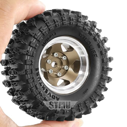 STMU 1.3'' Beadlock Wheel Tires for 1/18 1/24 TRX4M SCX24 FCX18 FCX24 RC Crawler Car (Brown) - color: Brown