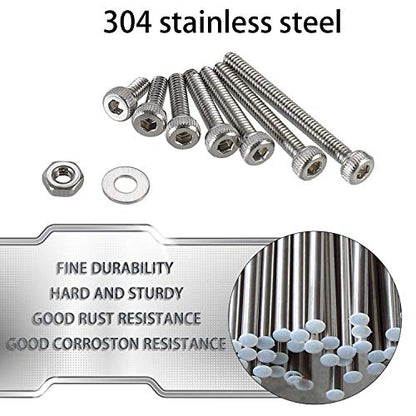 410Pcs Tiny Hex Socket Head Cap Screws Bolts, 304 Stainless Steel M2 x 4/6/8/10/12/16/20mm, Micro Allen Head Machine Screws, Nuts and Washers Kit with Hex Wrench, Fully Threaded Pitch: 0.4mm - color: Silver-410Pcs M2 Socket Cap Head Screw-304