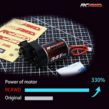 RCAWD 330% More Power 370 Motor SCX24 Transmission Gearbox Set for Axial 1/24 SCX24 AX25 Series Upgrades Part Black - color: black