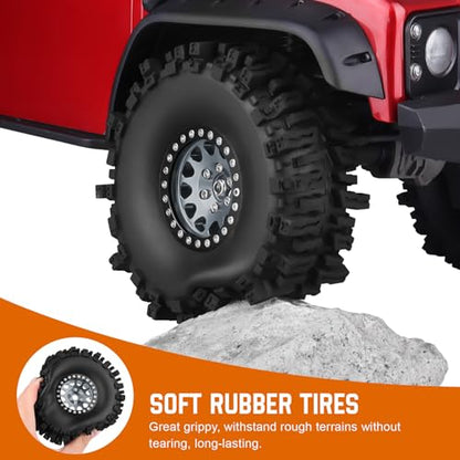 120mm 4.72'' Tall 1.9 Mud Slingers Tires Good Grip and 1.9 Beadlock Wheels Aluminum 1.9 Beadlocks for FCX10 TRX4 Axial SCX10 II UTB18 Capra Redcat Gen8 Gen7 VS4-10 1/10 RC Crawler (Color B) - color: Color B