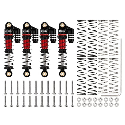 INJORA 39mm Shocks- Aluminum Threaded Adjustable Oil Filled Damper for SCX24 Gladiator C10 JLU Deadbolt B17 Axial 1/24 RC Crawler Car Upgrade Parts(Black&Red) - color: Black&Red