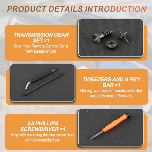 Transmission Gearbox Gears Set Mod 0.3 for Axial SCX30 SCX24 Ford Bronco Jeep Wrangler JLU K10 RC Crawler with Tool Kit