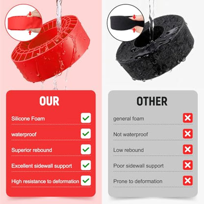 Soft 2.2" Silicone Tire Inserts, 4‑Pack, Fits 132–134mm (5.25" OD) Crawler Tires, Waterproof Foam Replacement for 1/10 RC Crawlers, 125×45mm, Enhanced Traction & Sidewall Support (Red) - color: Red