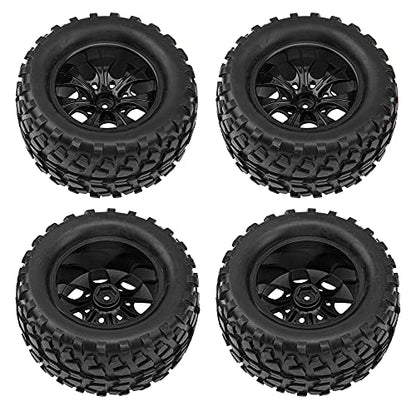 12mm Hub 5.07''OD Rubber Tires & Wheel Rim w/Foam Compatible with 1/10 Scale Traxxas Rustler Stampede HPI HSP Volcano Tamiya Blackfoot 1/10 Off-Road Crawler Monster Buggy Truck