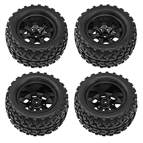 12mm Hub 5.07''OD Rubber Tires & Wheel Rim w/Foam Compatible with 1/10 Scale Traxxas Rustler Stampede HPI HSP Volcano Tamiya Blackfoot 1/10 Off-Road Crawler Monster Buggy Truck