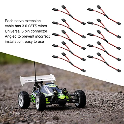 10 Pcs Servo Y Extension Cable for Futaba JR Rc Car Airplanes, 3 Pin Female to Male Wire Connector