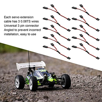 10 Pcs Servo Y Extension Cable for Futaba JR Rc Car Airplanes, 3 Pin Female to Male Wire Connector