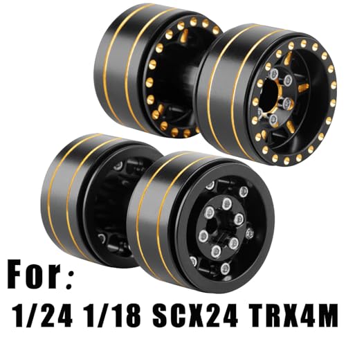 1.0" Dually Beadlock RC Wheel Rim for 1/18 1/24 Trx4m Axia 1 SCX24 RC Crawler,1.0 Full Brass RC Wheel Hub Rim 4pcs