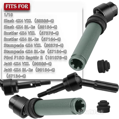 Drive Shaft Axles Upgrades Part for 1/10 4WD Slash/Rustler/Stampede/Jat0 4X4(BL-2s)(VXL),F0rd F15O,RC Front & Rear Steel DriveShaft CVD w/Hex Hops Up,#9051#9052,Titanium - color: Titanium - (4pcs Driveshafts)
