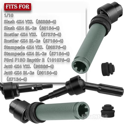 Drive Shaft Axles Upgrades Part for 1/10 4WD Slash/Rustler/Stampede/Jat0 4X4(BL-2s)(VXL),F0rd F15O,RC Front & Rear Steel DriveShaft CVD w/Hex Hops Up,#9051#9052,Titanium - color: Titanium - (4pcs Driveshafts)