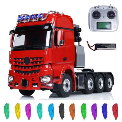 LESU wheelfun 1/14 RC Tractor Truck for 3363 1851 Heavy Metal Chassis 3-Speed Transmission Lock Differential Front Hook Equipment Rack Light Sound I6S Radio Construction Vehicle Hobby Grade Model