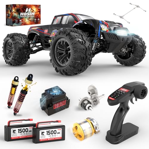 Hosim 1:10 Brushless RC Cars for Adults & Boys, 60+ KMH Big Remote Control Car, 4WD Off Road Monster Truck, 40+ Min Play Waterproof All-Terrain RC Truck, Hobby Grade Electric Toy Vehicle Gift