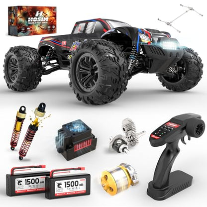 Hosim 1:10 Brushless RC Cars for Adults & Boys, 60+ KMH Remote Control Car | 4WD Off Road Monster Truck, Waterproof All-Terrain RC Truck, Hobby Electric Toy Gift, Oil-filled Shocks & Metal Differentials