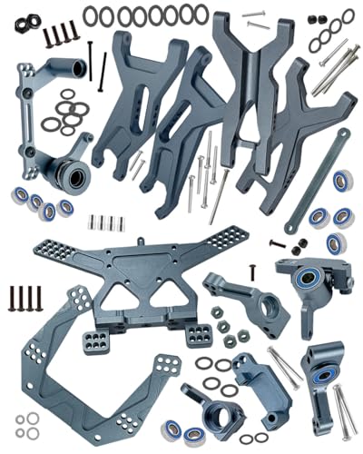 Upgrades Part for 1/10 Slash 2WD VXL,Aluminium Suspension Arm,Shocks Tower,Steering Blocks,Caster Block,Rear Stub Axle Carriers,Steering Bellcranks Hops Up,Titanium - color: Titanium - (Upgrades)