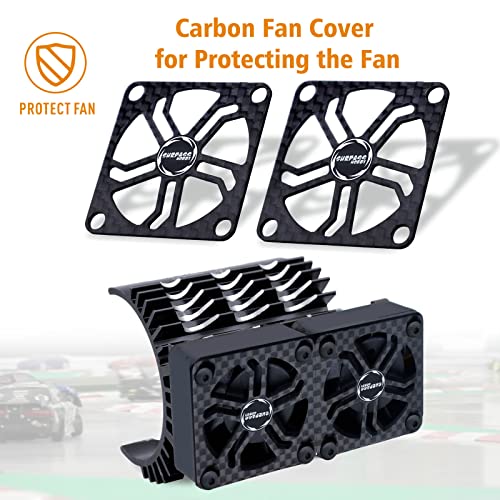Surpass Hobby RC Cooling Fans 16000RPM,40mm Dual Car Motor Cooling Fans with Metal Heatsink for 1/5 1/6 Scale RC Car Truck Diameter 55-58mm Motor (Black) - style: Black