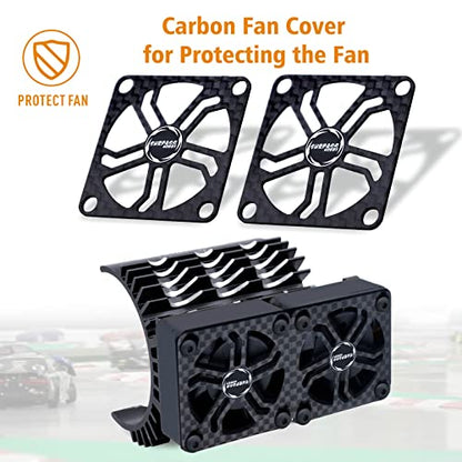 Surpass Hobby RC Cooling Fans 16000RPM,40mm Dual Car Motor Cooling Fans with Metal Heatsink for 1/5 1/6 Scale RC Car Truck Diameter 55-58mm Motor (Black) - style: Black