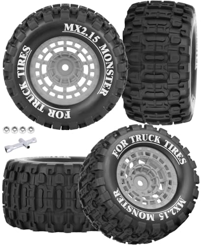 12mm Hex RC Wheel Tires for 1/16 Mini Maxx & Mini XRT,HSP 94186,E-Revo,L0 S1 1/18 Mini LMT RC Crawler Car Truck,RC Drift Wheels,Mini RC Truck Tires 4PCS,Grey - color: Grey - (12mm Hex RC Wheel Tires)