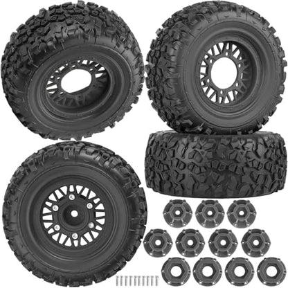 12mm/14mm/17mm Hex RC Truck Tires for Slash 2WD 4×4,Arrm a Senton,Axia1,Rc 4wd,Red cat,RC Short Course Truck Wheels and Tires,Black - color: Black - (12mm/14mm/17mm Hex)