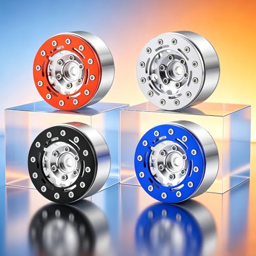 Aluminum 1.55inch Beadlock Ring 1Set/4PCS for AXIAL UTB18 D90 TF2 CC01 AX90069 MST JIMNY 1/10 RC Crawler Truck Car Wheels (Silver) - color: Silver