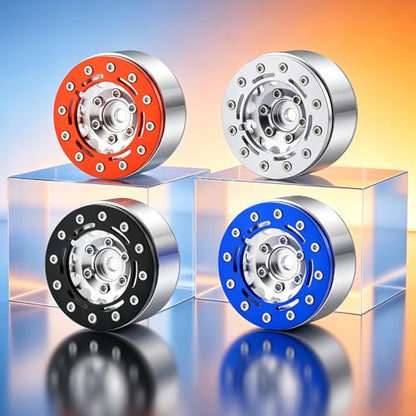 Aluminum 1.55inch Beadlock Ring 1Set/4PCS for AXIAL UTB18 D90 TF2 CC01 AX90069 MST JIMNY 1/10 RC Crawler Truck Car Wheels (Silver) - color: Silver