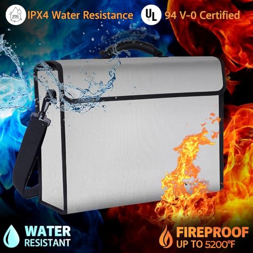 Fireproof Document Bag - 2000°F Heat Resistant & Thermal Insulated Fireproof Bag for Documents with Lockable Zipper for Documents, Cash & Valuables - Fireproof Box for Home, Office, and Travel Use - color: Grey Bag