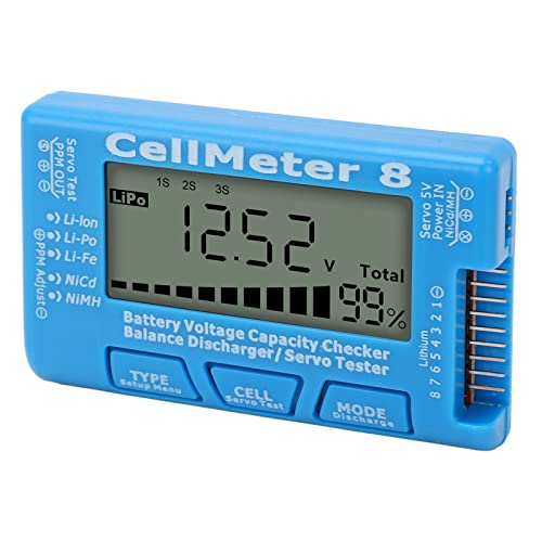 LiPo Charger RC Charger Lipo Battery Balance Charger RC Car Battery Charger Discharger 2-8S for Li Po Li Ion Li Fe Smart Battery Balance Discharger Servo Tester (Blue) - color: Blue