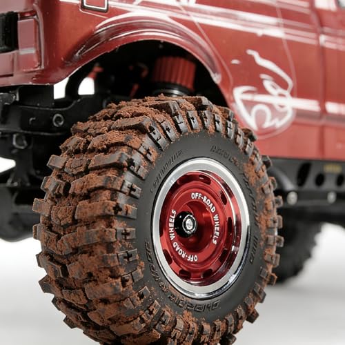 REDSPIDER 0.7" RC Crawler Tires 40mm, RS6 Composite Material Sticky Butyl Rubber Micro Mud Tires with Foam Inserts, High Grip Upgrade for 1/30 Axial SCX30 RC Car (Red) - color: Red