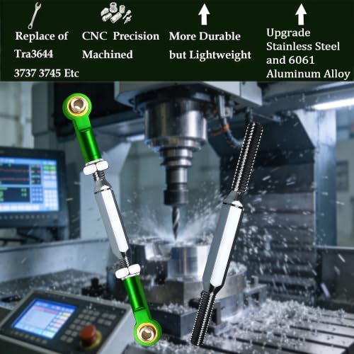 84-108mm Stainless Steel Turnbuckles with Rod Ends for Slash 4X4 2WD,Green | 2PCS Tie Rods with Spacers & Wrench Fit for 1/10 Traxxas Rustler 4X4 2WD,Stampede,Hoss 4X4,RC Car Hops Up Parts - color: Dark Green