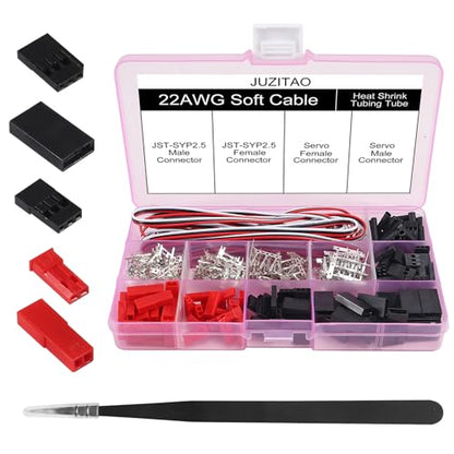 40 Sets JST Servo Connector Kit Servo Plug Male Female Connector Crimp Pin Cable Kit Compatible JST SYP Futaba for Hitec Spektrum RC