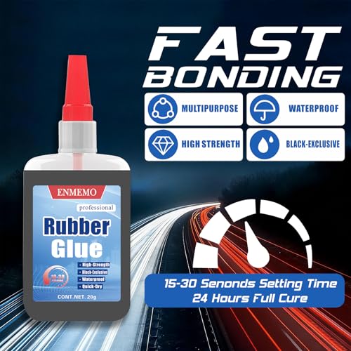 (2-in-1) Black Rubber Glue with Brush Applicator&Nozzle,for Tire&Tube,&Edge | Anti-clogging cap/Fast-Drying/Waterproof clear/High-Strength/Bonding Between Rubbers,Rubber and Other Materials