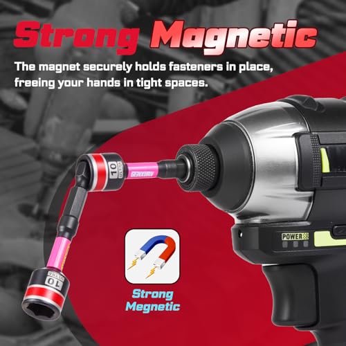 Impact Nut Driver Set, 19PC 2.56In Long 1/4 to 1/2 & 5mm to 13mm Magnetic Metric&SAE Nut Setter Set, 6 Point Alloy Steel 1/4” Hex Shank Impact Driver Stored in Portable Storage Cases - size: 2.56", style: 2.56"-S&M
