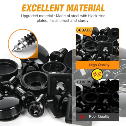 GOOACC 8 Sets Anti-Theft Stainless Steel License Plate Screw Kit | with Anti-Rust Stainless Steel Mounting Hardware & Nylon Fastener Nuts for Securing License Plate Frames on Cars Trucks SUVs - color: 8 Sets License Plate Screw