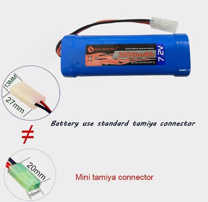 XUNTU (2 Pack) 7.2V 3800mAh Battery Packs for RC Cars, 6-Cell NiMH Flat Rechargeable Battery Pack w/Standard Tamiya Connector + 7.2V Smart Charger(1 PCS)